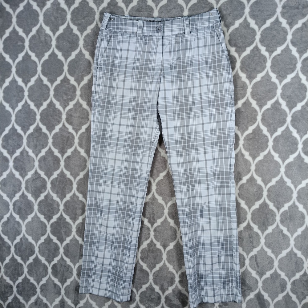 Nike Gray and White Plaid Trousers